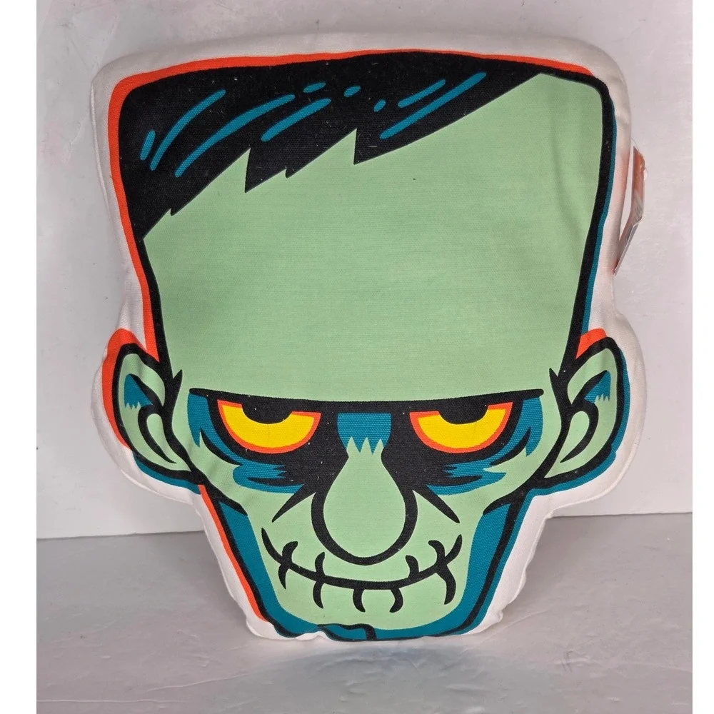 Frankenstein Green Glow In The Dark Halloween Throw Pillow